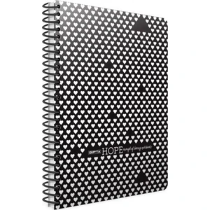 Hope Ince Kapak Spiralli 19 x 26 Çizgili Defter 80 Yaprak Kalp Siyah
