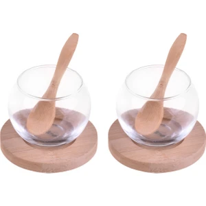 Rodica - Bambu Altlıklı Cam Sosluk 6 Parça