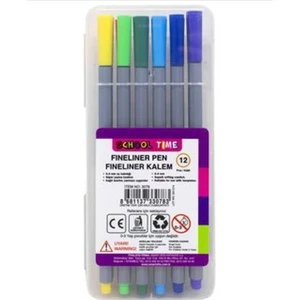 3078 School Time Fineliner Renkli Kalem 12'li