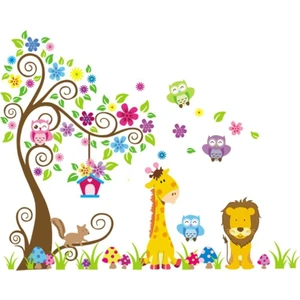 Crystal Kids Bebek Odası Dekorasyonu XL Dev Boyutlu Renkli Orman Hayvanları Sticker