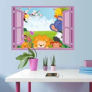 Crystal Kids Pencereden Bakan Sevimli Hayvanlar Bebek Odası Duvar Dekorasyonu