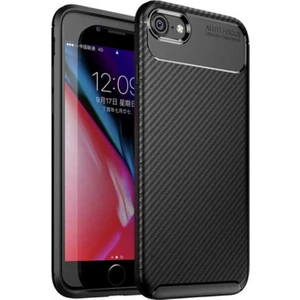 Tekno Grup Apple iPhone Se 2020 Kılıf Karbon Desenli Lux Negro Silikon + Nano Ekran Koruyucu Siyah