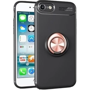 Tekno Grup Apple iPhone Se 2020 Kılıf Ultra Korumalı Yüzüklü Manyetik Ravel Silikon + Nano Ekran Koruyucu Siyah Rose
