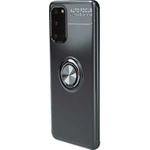 Tekno Grup Samsung Galaxy S20 Kılıf Ultra Korumalı Yüzüklü Manyetik Ravel Silikon + Tam Kaplayan 6D Polymer Nano Ekran Koruyucu Siyah