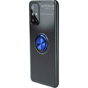 Tekno Grup Samsung Galaxy S20 Plus Kılıf Ultra Korumalı Yüzüklü Manyetik Ravel Silikon Siyah Mavi