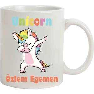 Hediye Rengi İsme Özel Unicorn Temalı Kupa Bardak