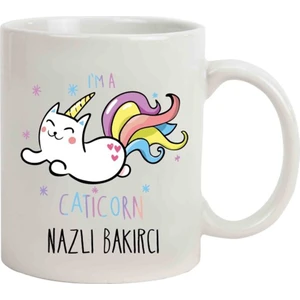 Hediye Rengi İsme Özel Caticorn Temalı Kupa Bardak M2