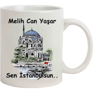 Hediye Rengi İsme Özel Ortaköy Temalı Sen Istanbulsun Kupa Bardak