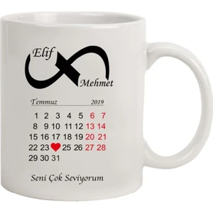 Hediye Rengi İsme Özel Tasarımlı Kupa Bardak - Işaretli Takvim