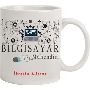 Hediye Rengi İsme Özel Bilgisayar Mühendisi Temalı Kupa Bardak M2