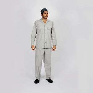 Hac Umre Kıyafeti Fileli Safari Takım Gri