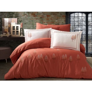 Nakışlı Pamuk Saten Çift Kişilik Nevresim Takımı Pamira Brick