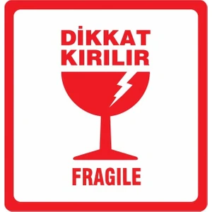 Etiket Sanatı Dikkat Kırılabilir Etiketi Kendinden Yapışkanlı 10 x 10 cm 100'lü