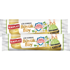 Koku Hapsetmeli Büyük Boy Yasemin Kokulu Büzgülü Çöp Torbası 65X70CM - 10'lu x 2 Adet Avantajlı