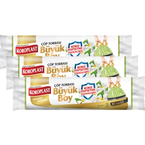 Koku Hapsetmeli Büyük Boy Yasemin Kokulu Büzgülü Çöp Torbası 65X70CM - 10'lu x 3 Adet Avantajlı