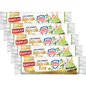 Koku Hapsetmeli Büyük Boy Yasemin Kokulu Büzgülü Çöp Torbası 65X70CM - 10'lu x 5 Adet Avantajlı