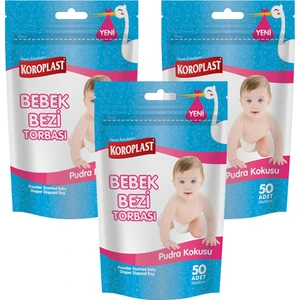 Bebek Bezi Torbası Pudra Kokulu 24X38 - 50'li x 3 Adet Avantajlılı