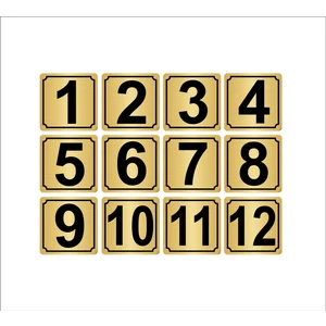 Özarslan DizaynMetal Kapı Masa Dolap Numarası 4 x 4 cm 12'li 1-12 Altın