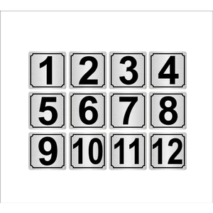 Özarslan DizaynMetal Kapı Masa Dolap Numarası 4 x 4 cm 12'li 1-12 Gümüş