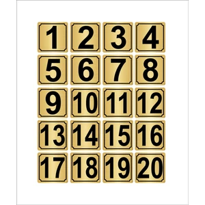 Özarslan DizaynMetal Kapı Masa Dolap Numarası 5 x 5 cm 20'li 1-20 Altın