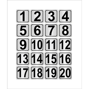 Özarslan DizaynMetal Kapı Masa Dolap Numarası 5 x 5 cm 20'li 1-20 Gümüş
