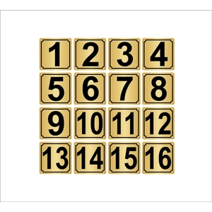 Özarslan DizaynMetal Kapı Masa Dolap Numarası 7 x 7 cm 16'lı 1-16 Altın