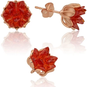 Papatya Silver Lotus Çiçeği Taşlı Gümüş Küpe