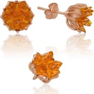 Papatya Silver Lotus Çiçeği Taşlı Gümüş Küpe