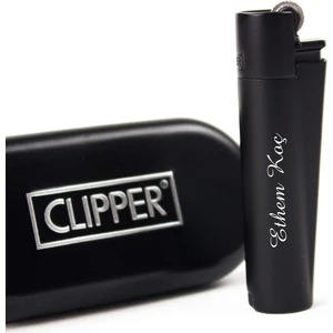 Clipper Isme Özel Metal Çakmak Siyah