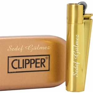 Clipper Isme Özel Metal Çakmak Gold