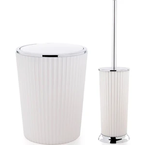 Nely Çöp Kovası + Tuvalet Fırçası Seti Beyaz