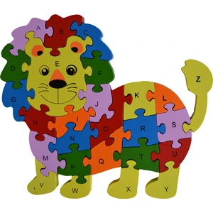 Original Buotique Ahşap  İngilizce Harfler  Rakamlar Eğitici Lion King Aslan Kral Puzzle