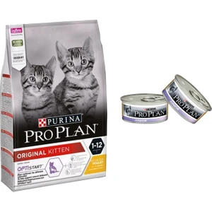 Pro Plan 3 kg Kitten Tavuklu Yavru Kedi Maması + 2 Adet Junior Tavuklu Konserve