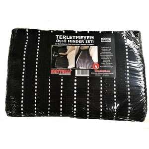 Kustulli 3'lü Minder Set Siyah-Beyaz