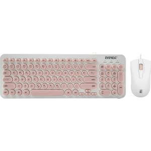 KM-01K Pembe USB Yuvarlak Tuşlu 3D Mouse Combo LC Layout Klavye + Mouse Set
