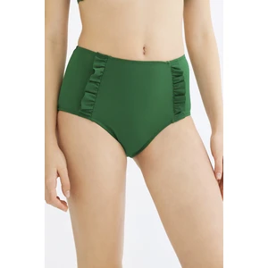 Yeşil Basic Yüksek Bel Ruffle Bikini Altı