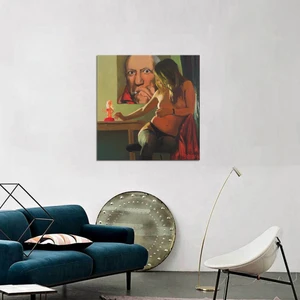 Yağlı Boya Oturan Nü Kadın Kanvas Tablo