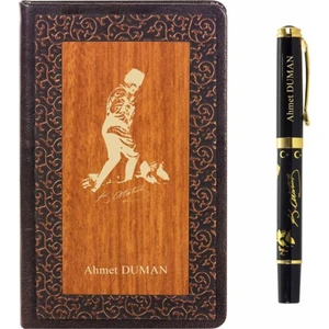Hediye Rengi İsme Özel K. Atatürk Temalı Premium Defter ve Kalem Seti Küçük Boy