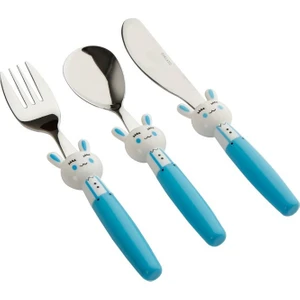 Mini Rabbit Çocuk Çatal Kaşık Bıçak Takımı 3 Parça - Mavi