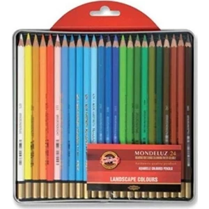 3724-024L Mondeluz Aquarell Boya Kalemi Manzara Tonları Metal Kutu 24'lü