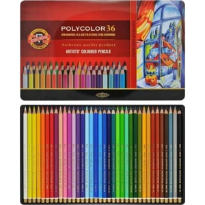 Polycolor Artist Kuru Boya Kalemi Metal Kutu 36'lı