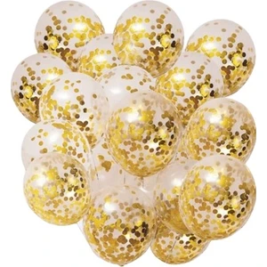 Pera Balon Gold Konfetili Şeffaf Balon 10'lu