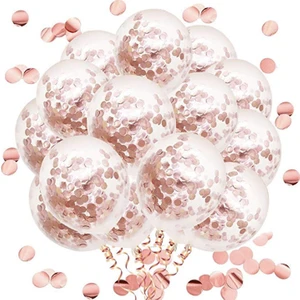 Pera Balon Rose Gold Konfetili Şeffaf Balon 10'lu