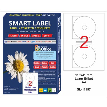 ちはページ Smart Label Lazer CD Etiketi A4 100 Sayfa 116 x 41 cm Fiyatı