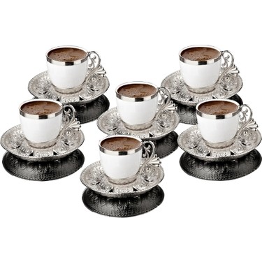 Busem Lal Motifli Porselen Fincan Turk Kahve Seti 6 Kisilik Fiyati