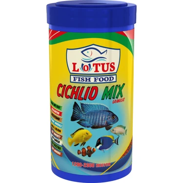 Cichlid Mix Granül Astaxanthin ve Algea Omega-3 Protein Bitkisel Karışık 1000 ml Malawi Ciklet