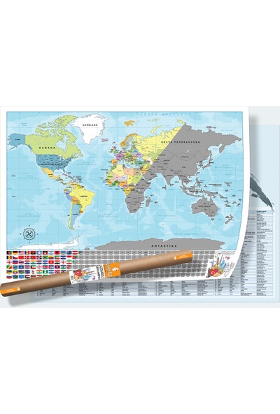 Game Art Türkçe Kazınabilir Dünya Haritası 70 x 100 cm