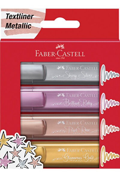 Faber-Castell Fosforlu Kalem 46 Metalik Renkler 4'lü Karton