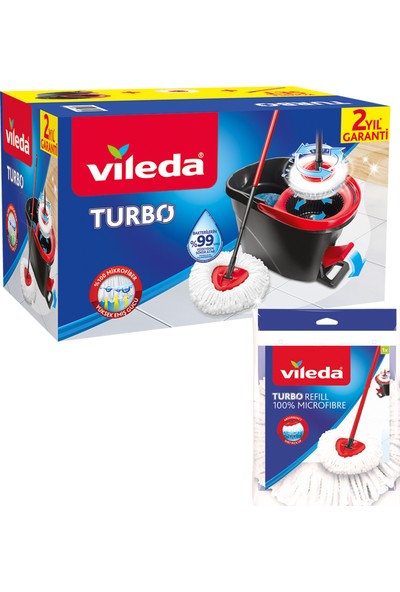 Vileda Turbo Pedallı Temizlik Seti + 1 Yedek