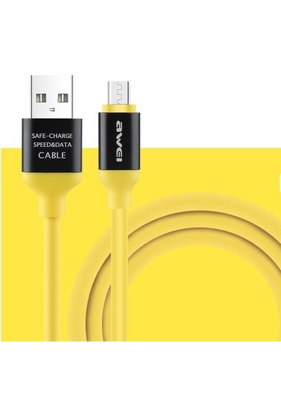 Aweı Cl-81 Micro USB Şarj ve Data Kablosu 1m Sarı